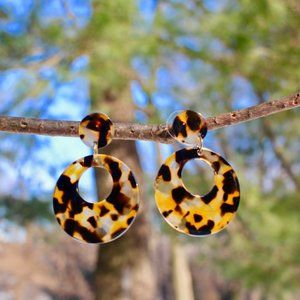 New Leopard Geometric Round Hoop Acrylic Earrings‎
